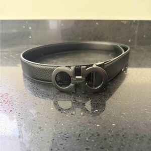 Ferragamo Double Buckle Reversible Black Men’s Belt 42
